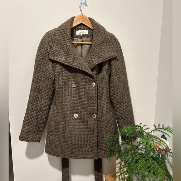 Calvin Klein Women's Double Breasted Wool Coat with Belt ~ size Small - Picture 2 of 10